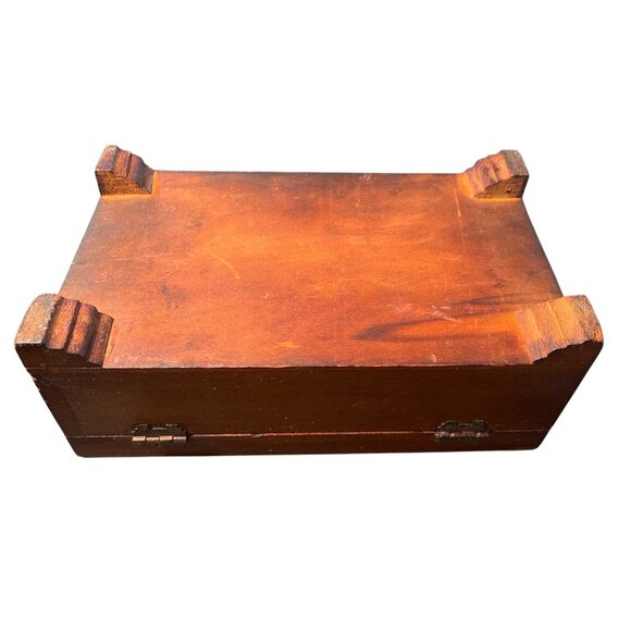 Vintage Moody Art Wooden Box Hinged Equestrian Hunting Dogs - Picture 6 of 6